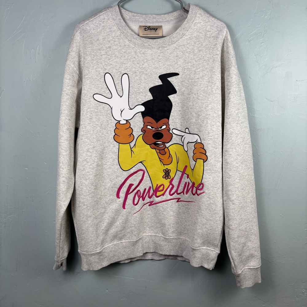 RSVLTS DISNEY'S A GOOFY MOVIE "POWERLINE" Gray Sweatshirt with Powerline Max